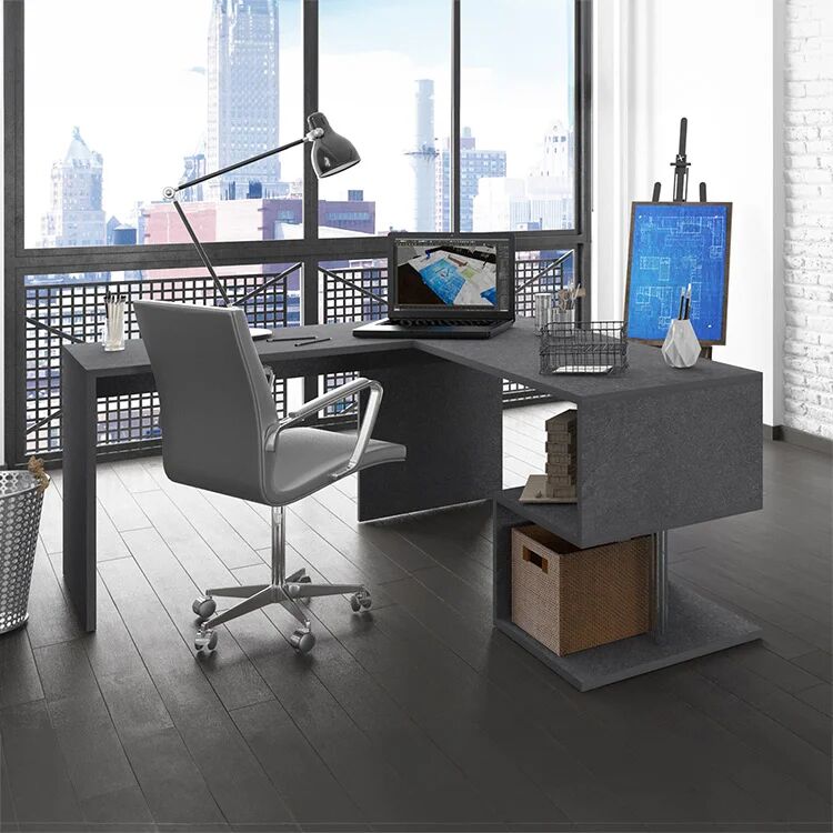 garneroarredamenti Scrivania angolare ufficio 180x60cm antracite ErgoDesk