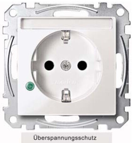 Merten Prise SCHUKO pws/gl avec protection surtension et inscription MEG2305-0319 (MEG2305-0319)