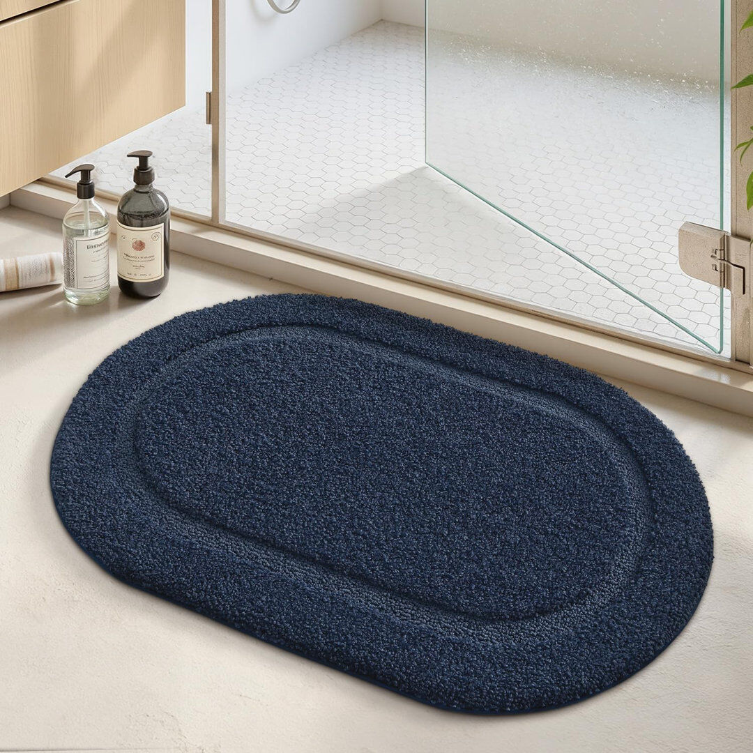 East Urban Home Non-Slip Bath Rug Blue 60cm W x 110cm L