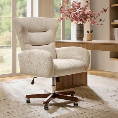 HULALA HOME Josephine Modern Chenille Office Chair with Adjustable Height and Solid Wood Legs