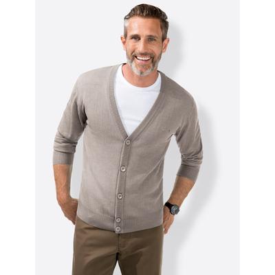 Cardigan MARCO DONATI, Herren, Gr. 52, beige (natur, meliert), 100% Schurwolle, unifarben, Strickjacken