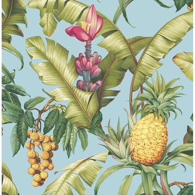 NextWall Pineapple Floral Peel and Stick Wallpaper