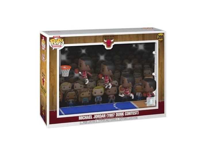 POP Funko Moments Deluxe: Bulls - Michael Jordan ('87 Dunk Contest) Offizielles Sport Merch - Vinyl Sammelfigur als Regal Deko - Geschenkidee zum Geburtstag für Fans und Sammler