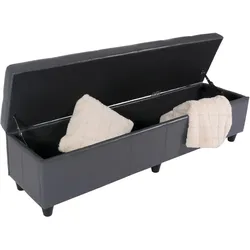 Sitzbank mit Aufbewahrung Arezzo XXL, Leder ~ grau