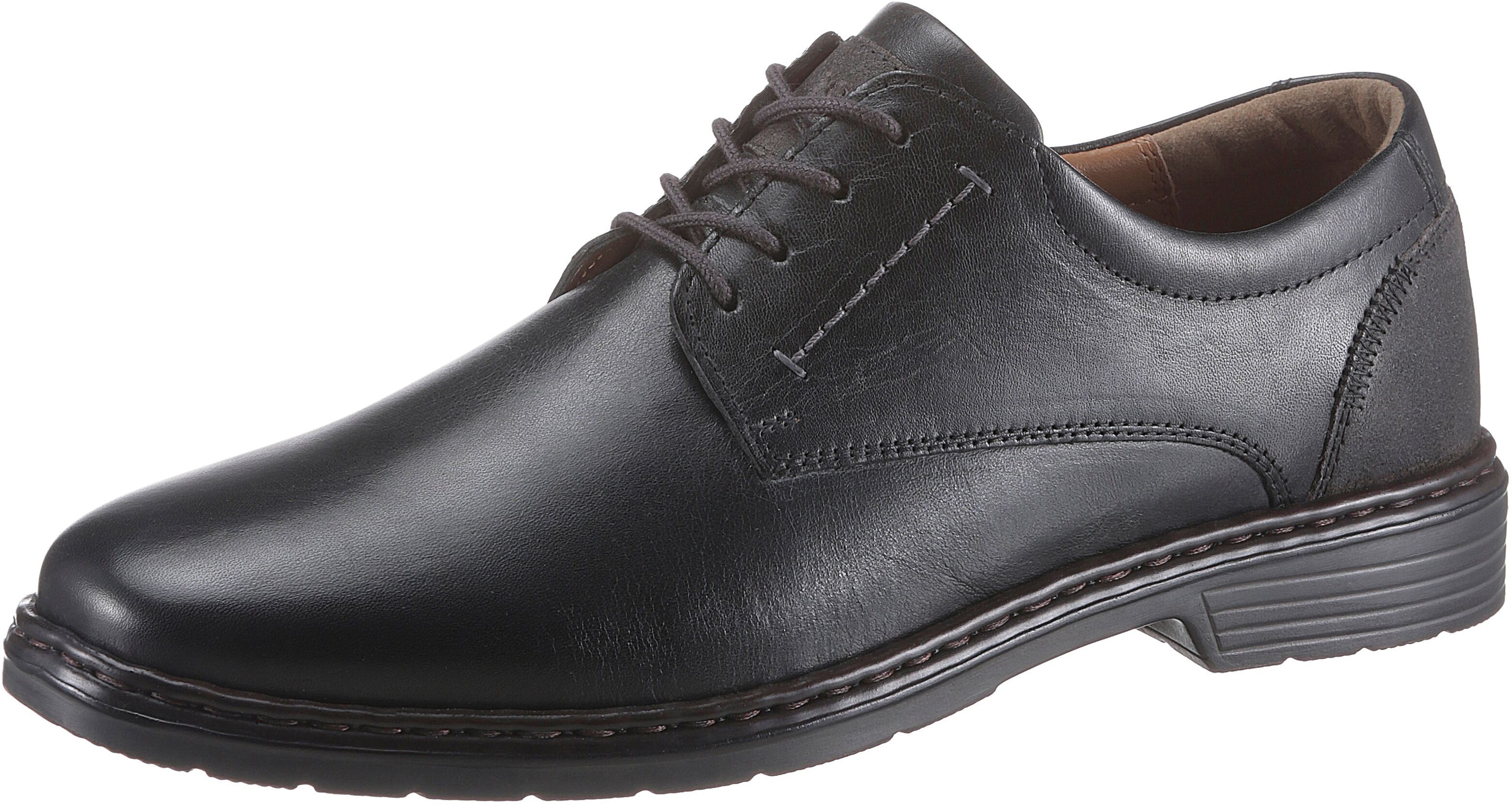 Schnürschuh JOSEF SEIBEL "Alastair", Herren, Gr. 50, Leder, schwarz, Glattleder, unifarben, Schuhe Schnürschuh, im leichten Used-Look, Freizeitschuh, Halbschuh, Schnürschuh