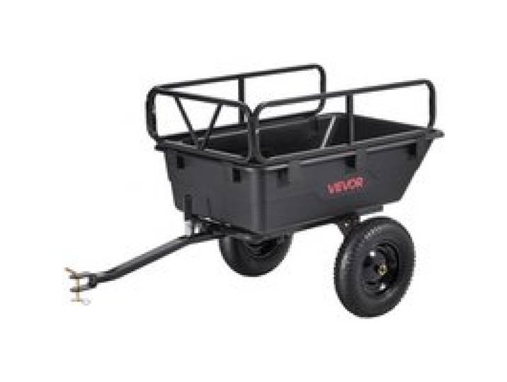 VEVOR Remorque à Benne Basculante, 283 L, Remorque de Tracteur Tondeuse à Gazon Jardin Polyéthylène, Capacité de Charge 226,8 kg, avec Pneus 40,64 cm, Chariot de Transport à Déversement pour VTT, UTV