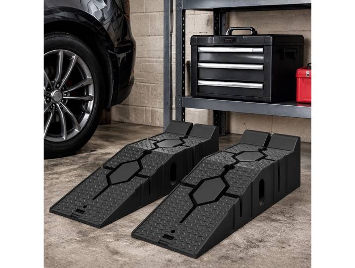 HOMCOM Rampes Voiture 4T HDPE 90cm Antidérapantes Noir Lot de 2