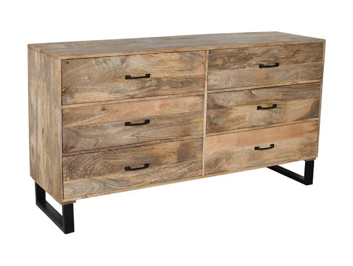 Commode 6 tiroirs Semarang chambre à coucher Manguier - Basika