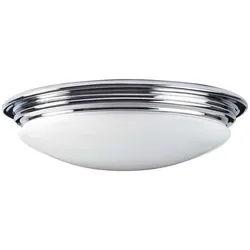 Deckenleuchte Wohnzimmerleuchte Lampe LED Stahl Glas Chrom D 35,6 cm IP44