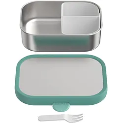 Mepal Campus Edelstahl-Brotdose mit Gabel, Lunchbox, Grün