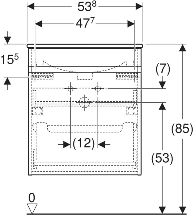 Geberit Möbelwaschtisch-Set Renova Plan 55x62,2x48cm, KP N h be., WT we/KeraTe (501914008)