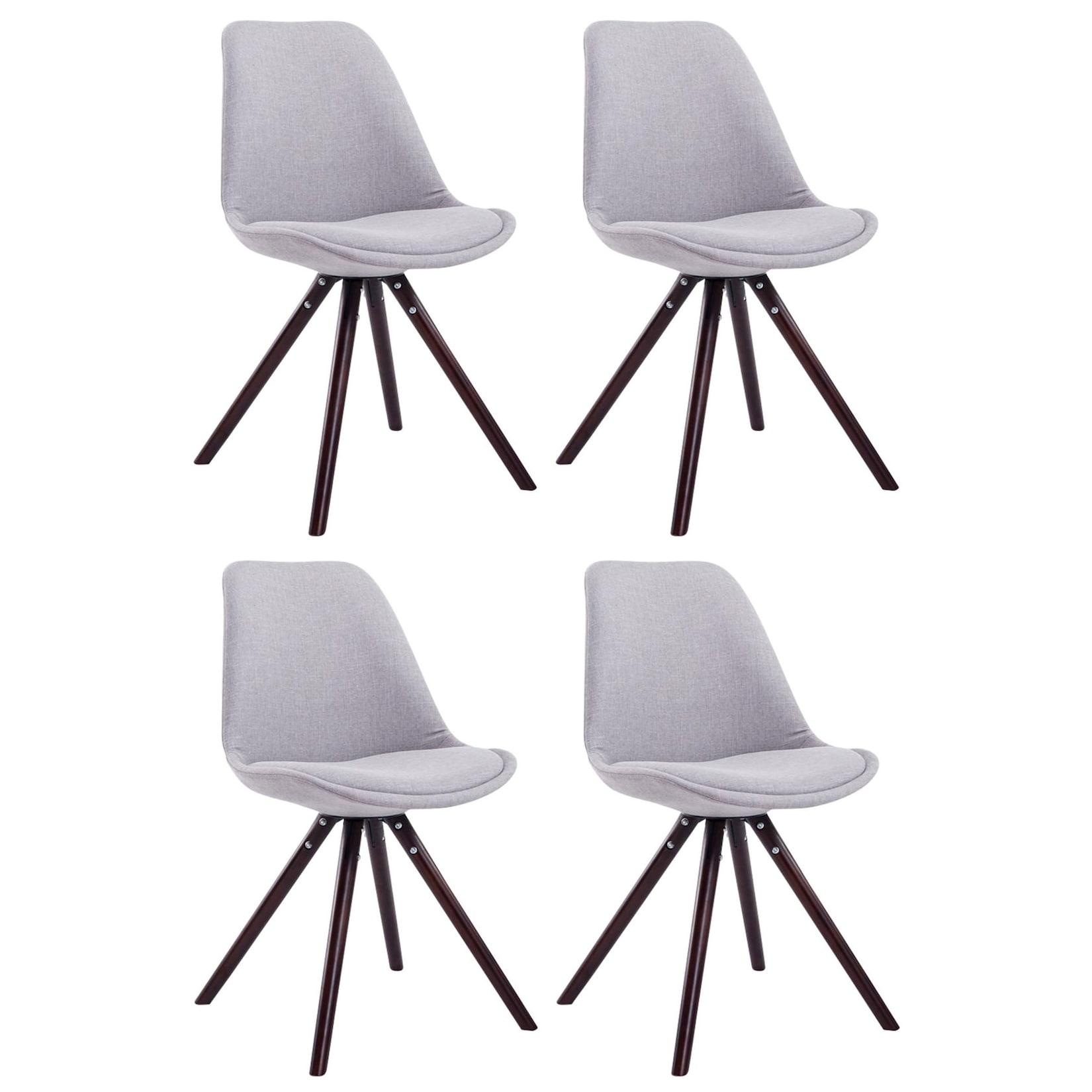 CLP 4er Set Stühle Toulouse Stoff Cappuccino Rund - Farbe: grau, Gestellfarbe: cappuccino