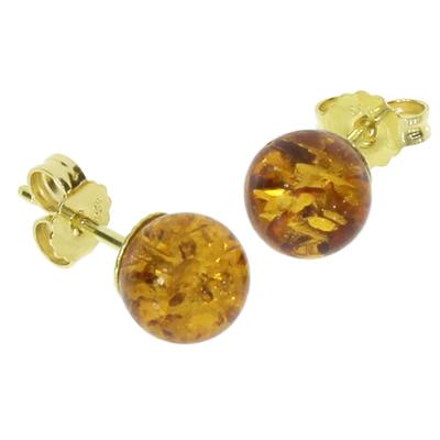 Paar Ohrstecker OSTSEE-SCHMUCK "Ostsee-Schmuck Ohrstecker Kugel 8 mm Ohrstecker Kugel 8 mm", gelb, Ohrringe, Damen, 8mm, Gelbgold 585