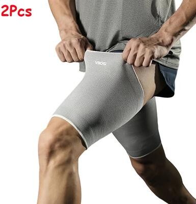 Uplift Treasures 2 Pack Thigh Compression Sleeves For Sports gray