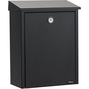 Allux Briefkasten 200, schwarz, aus Stahl, mit Zylinderschloss, Wandbriefkasten, 39 x 28 cm