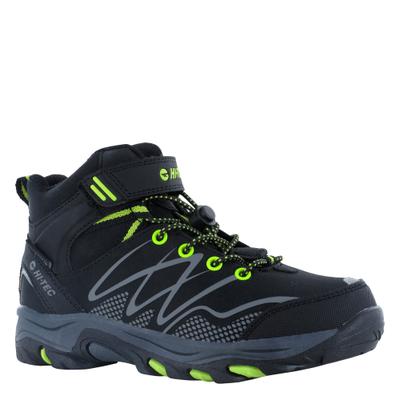 Wanderschuh HI-TEC "Blackout Mid WP Jr Jr", Kinder, Gr. 30, schwarz (schwarz, lime), Obermaterial: 100% Synthetik synthetic., Schuhe Wanderschuh