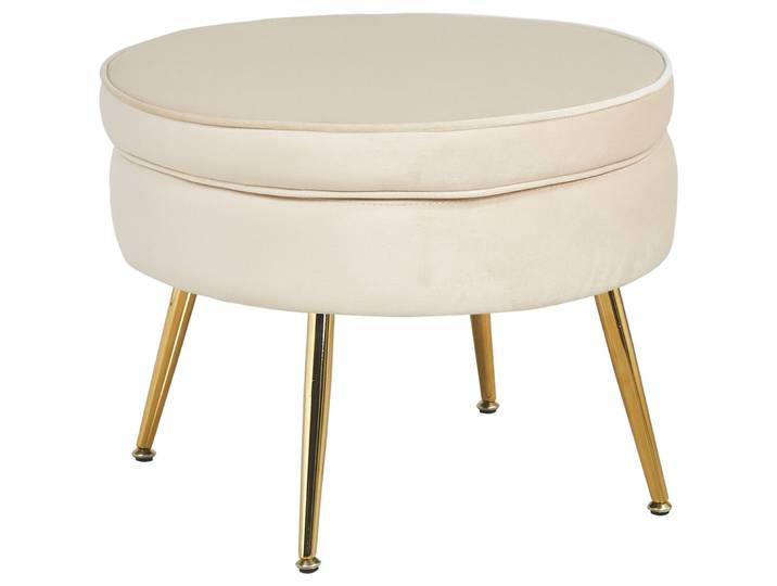 Hocker Khloe Beige, Gold Samt, Metall B 52 H 41 cm