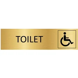 CombiCraft Aluminium Türschild Gold Toilet Barrierefrei 165x45mm mit 3M-Tape