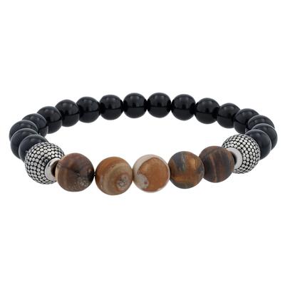 Gliederarmband ADELIA´S "Armband – Kugelarmband aus Edelstahl mit Onyx 19 cm", schwarz, Armbänder, Damen, 19cm, Edelstahl, Gliederarmband, Geschenkidee: zeitlos und vielseitig