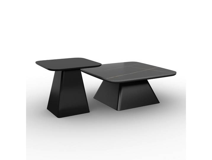 Couchtisch Thiago Schwarz MDF/Stein 2-er Set