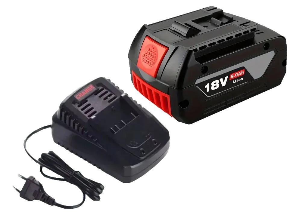 Oplaadbare batterij set 18V 8,0Ah met oplader zwart