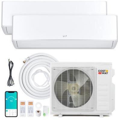Costway X-Pro 27000 BTU 2 Zone 24 SEER2 Mini Split AC with Heat Pump-18K + 18K