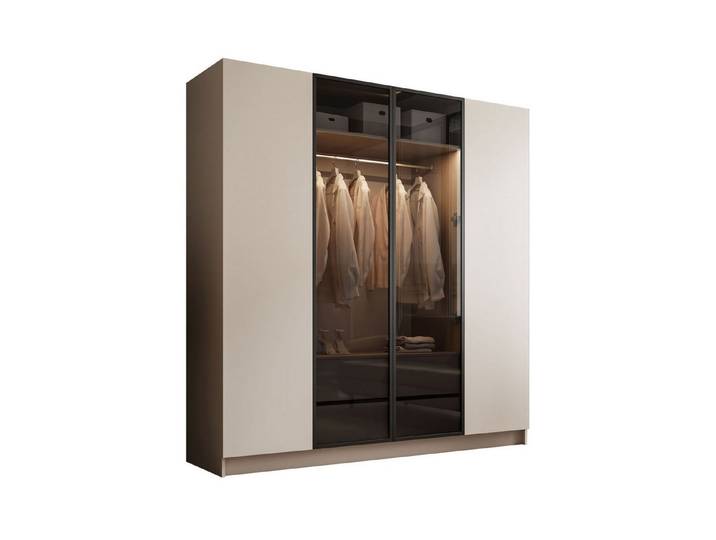 Lookway Kleiderschrank ATRIUM Vier­türiger Schrank mit Glasfront 200x57x210 cm