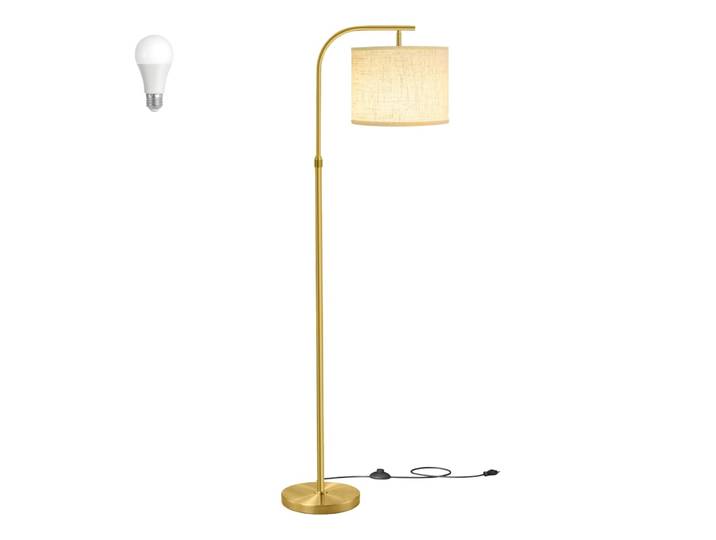 Lampadaire arc réglable en hauteur avec interrupteur au pied doré