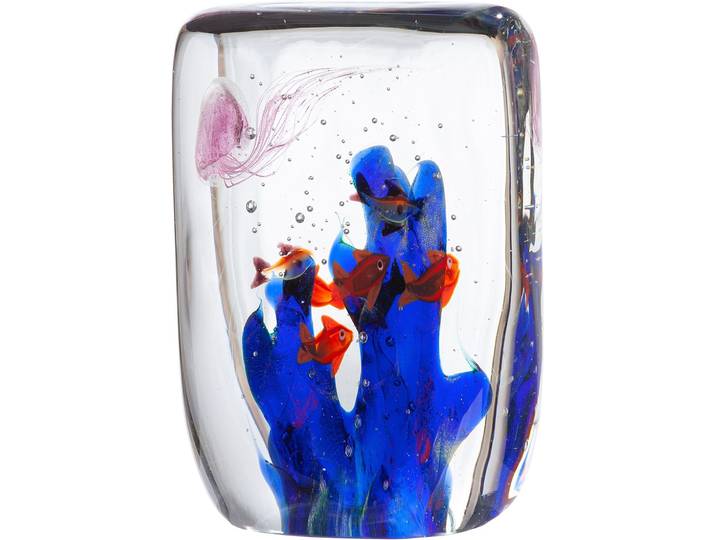 Skulptur GILDE Dekoobjekt Quader Riff , blau, klar, B:14cm H:20cm T:7cm, Glas, Dekofiguren, Skulptur
