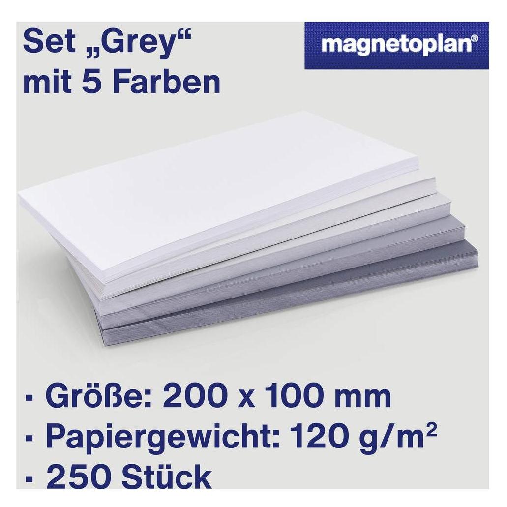 Magnetoplan Moderationskarten "Grey", 200 x 100 mm hergestellt mit 100 % pflanzlicher Farbe (112501570)