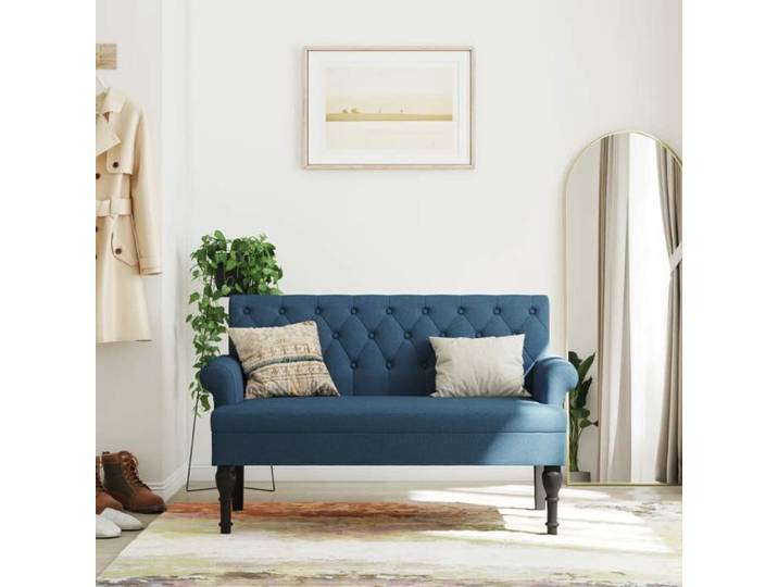 SALE 2025 Chaise de banc banquette - Banc avec dossier - bleu 120x62x75 5 cm tissu 17 4 Kg 5682