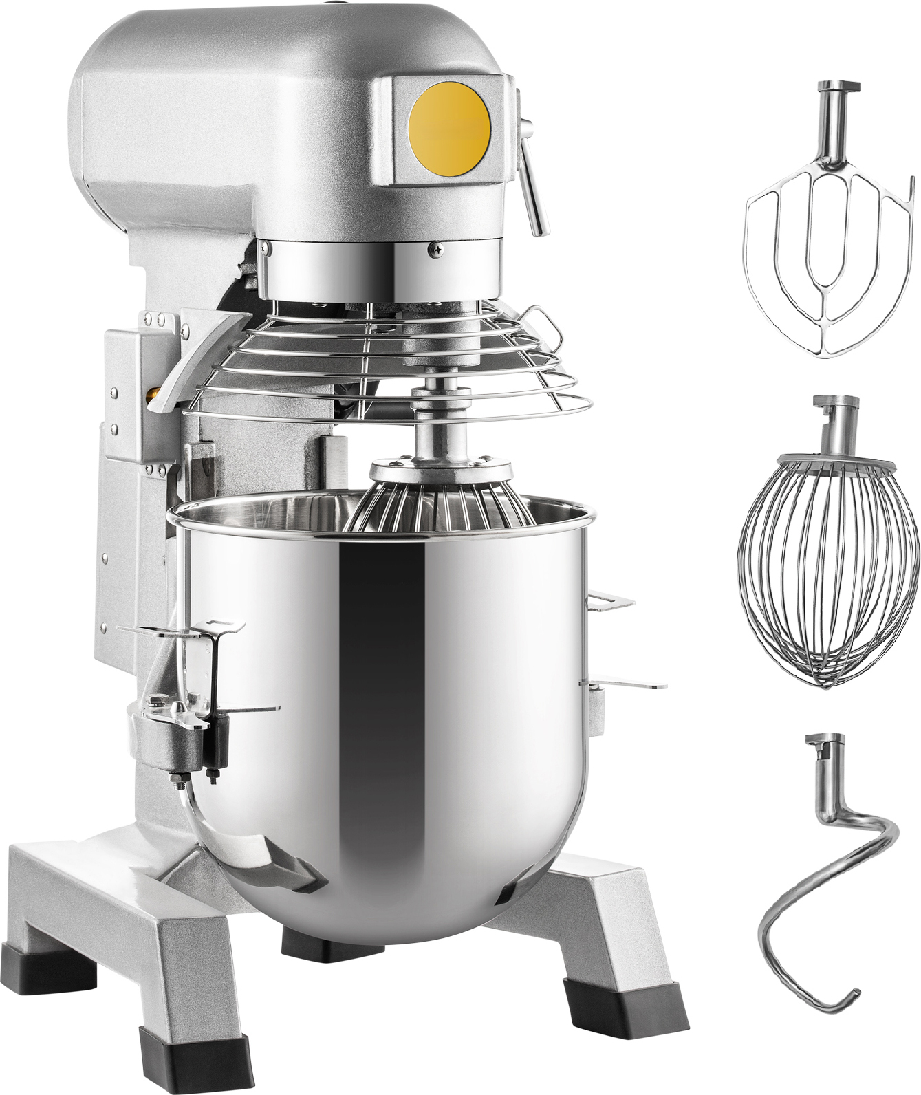 SucceBuy Kommerzieller Standmixer, 30-Quart Edelstahl, 1500W, 3 Geschwindigkeiten, mit Knethaken und Schneebesen, ideal für Bäckereien und Pizzerien