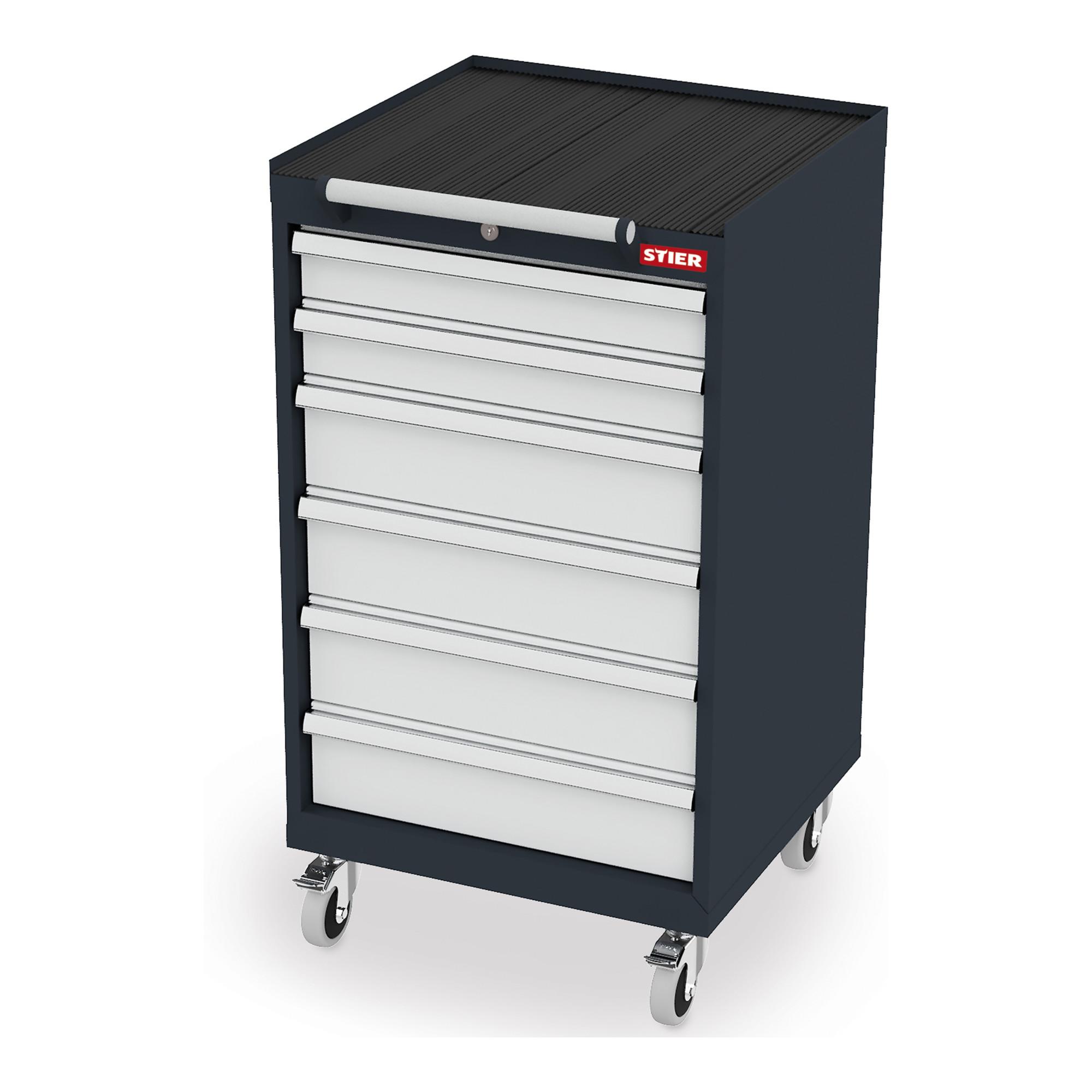STIER Mobiler Schubladenschrank mit 6 Schubladen BxTxH 600x575x1090 mm (904030)