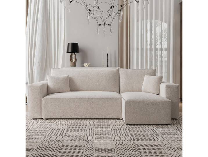 Idohome - PARIS L Ecksofa mit Schlaffunktion und Bettkasten 244x145 cm – universell – Modernes Schlafsofa & Couchgarnitur Farbe: Creme Centaur 01