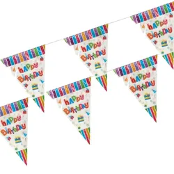 Papstar 10 X Wimpelkette, Folie 4 m "Happy Birthday" wetterfest