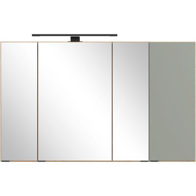 Spiegelschrank WELLTIME "MAILAND, gedämpfte Scharniere, LED-Aufbauleuchte", wildeiche, schilfgrün, B:105cm H:64cm T:20cm, MDF, Schränke, Wildeiche/Schilfgrün, LED-Aufbauleuchte