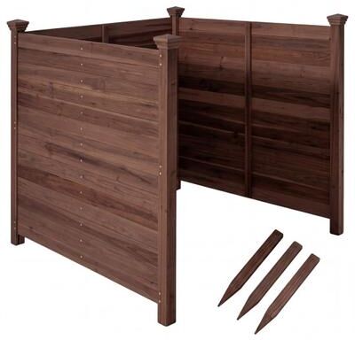 Costway Outdoor Privacy Air Conditioner Fence for Outside and Backyard-Brown