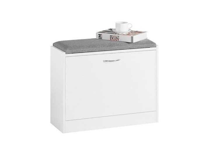 SoBuy FSR16-K-W Meuble à Chaussures 1 abattant avec Coussin Meuble d'entrée 60x24x47