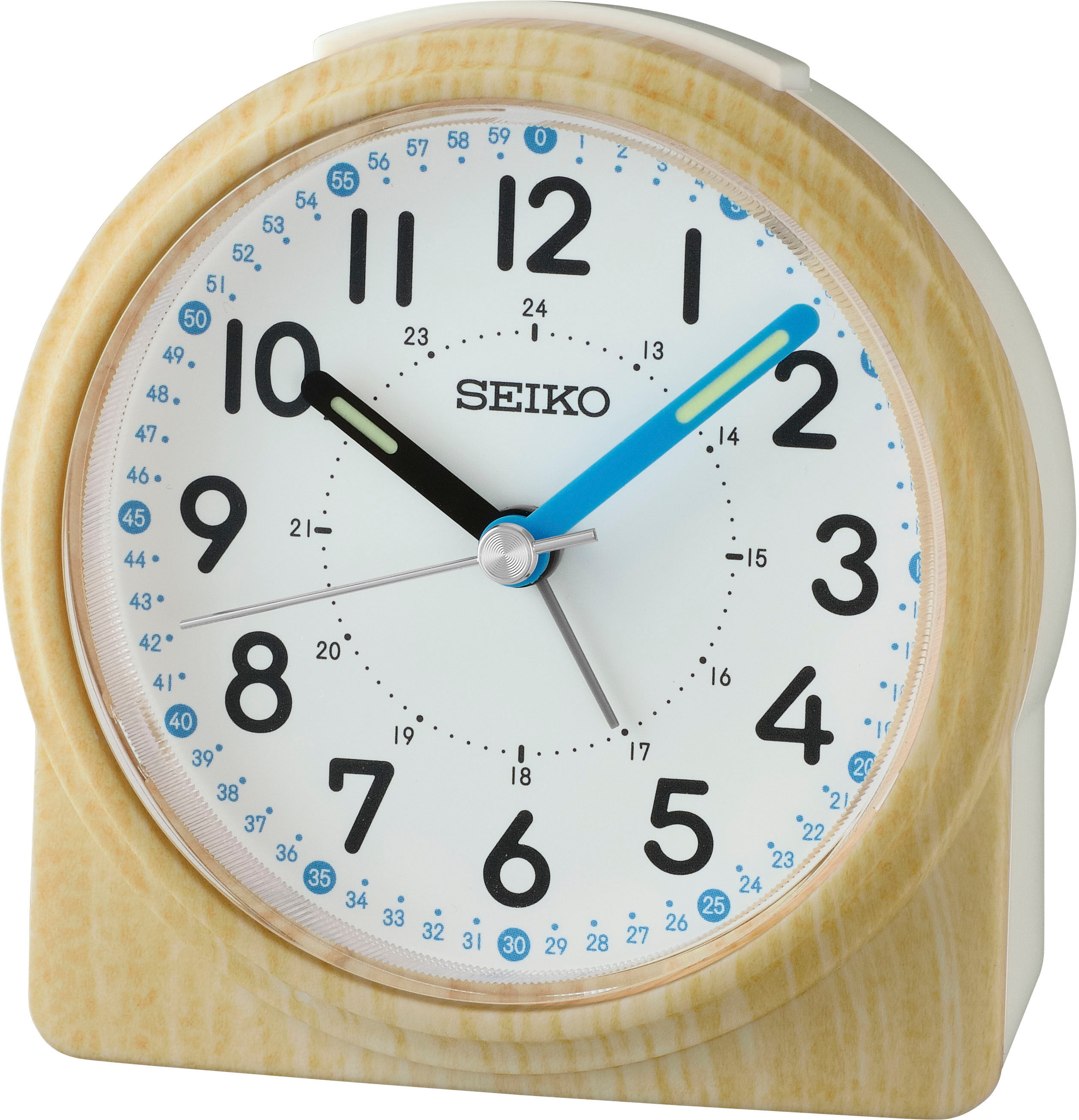 Quarzwecker SEIKO, birkefarben, Wecker, Reisewecker, Schlafzimmer, Beleuchtung, Schlummerfunktion