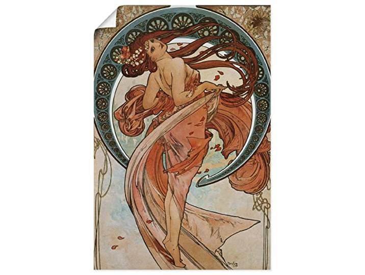 ARTLAND Wanddeko Poster & Kunstdrucke Wandposter 40x60 cm Frau Kleid Ornamente Vier Künste Der Tanz 1898 Jugendstil Alfons Mucha T7HU