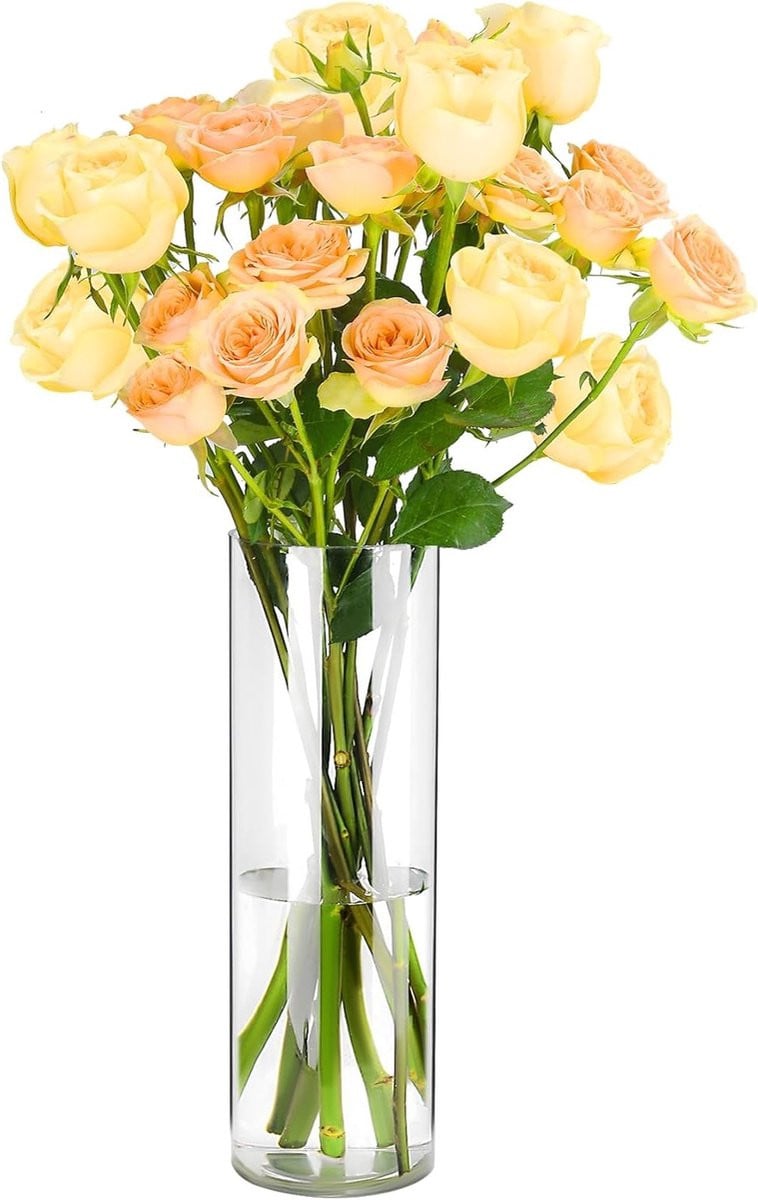 Shatterproof Transparante Acrylaat Vaas - Cilindrische Decoratieve Bloemenvaas - H 30 cm x B 12 cm