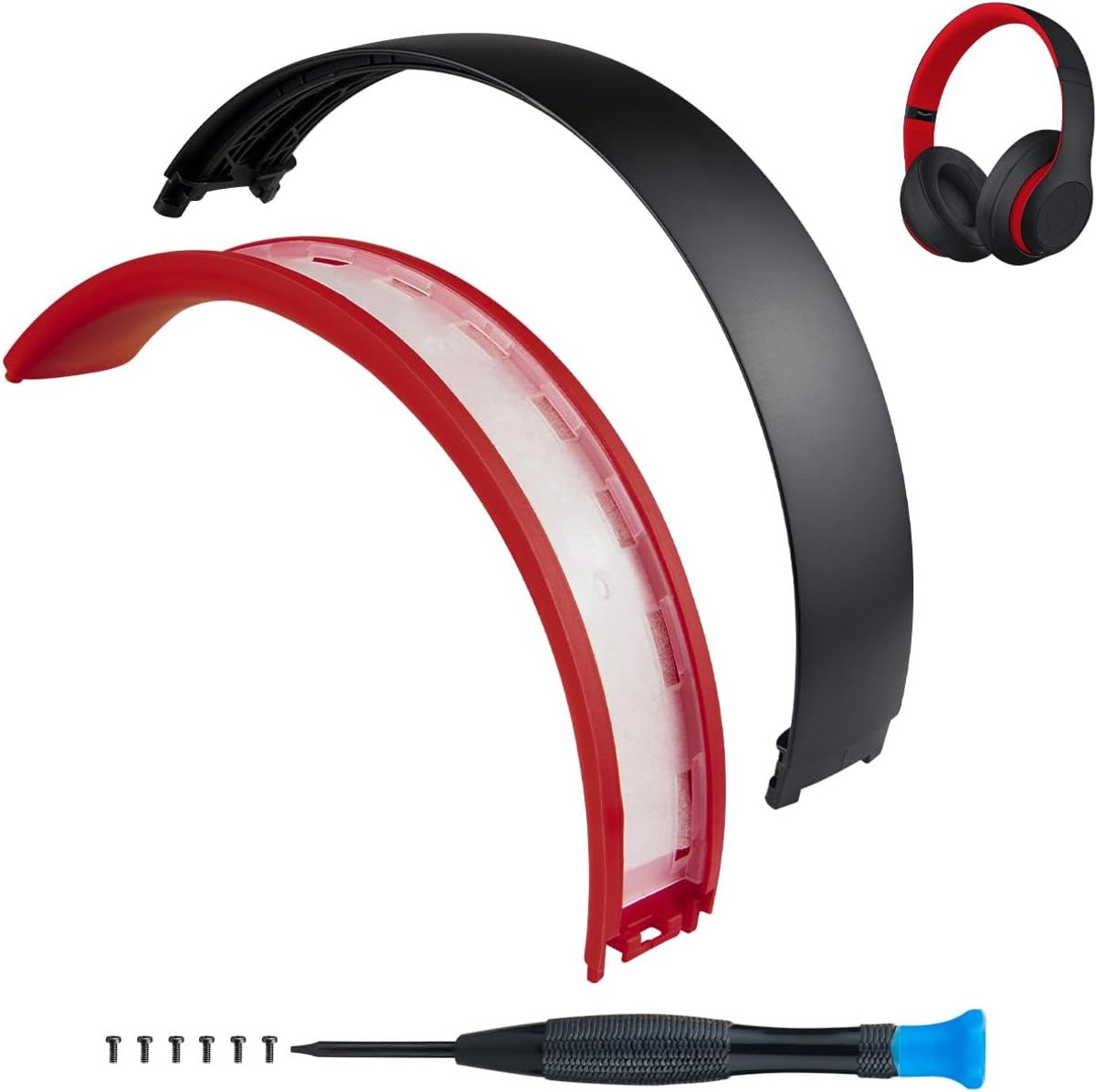 Vervangende hoofdband voor Beats Studio2 & Studio3, Zwart en Rood