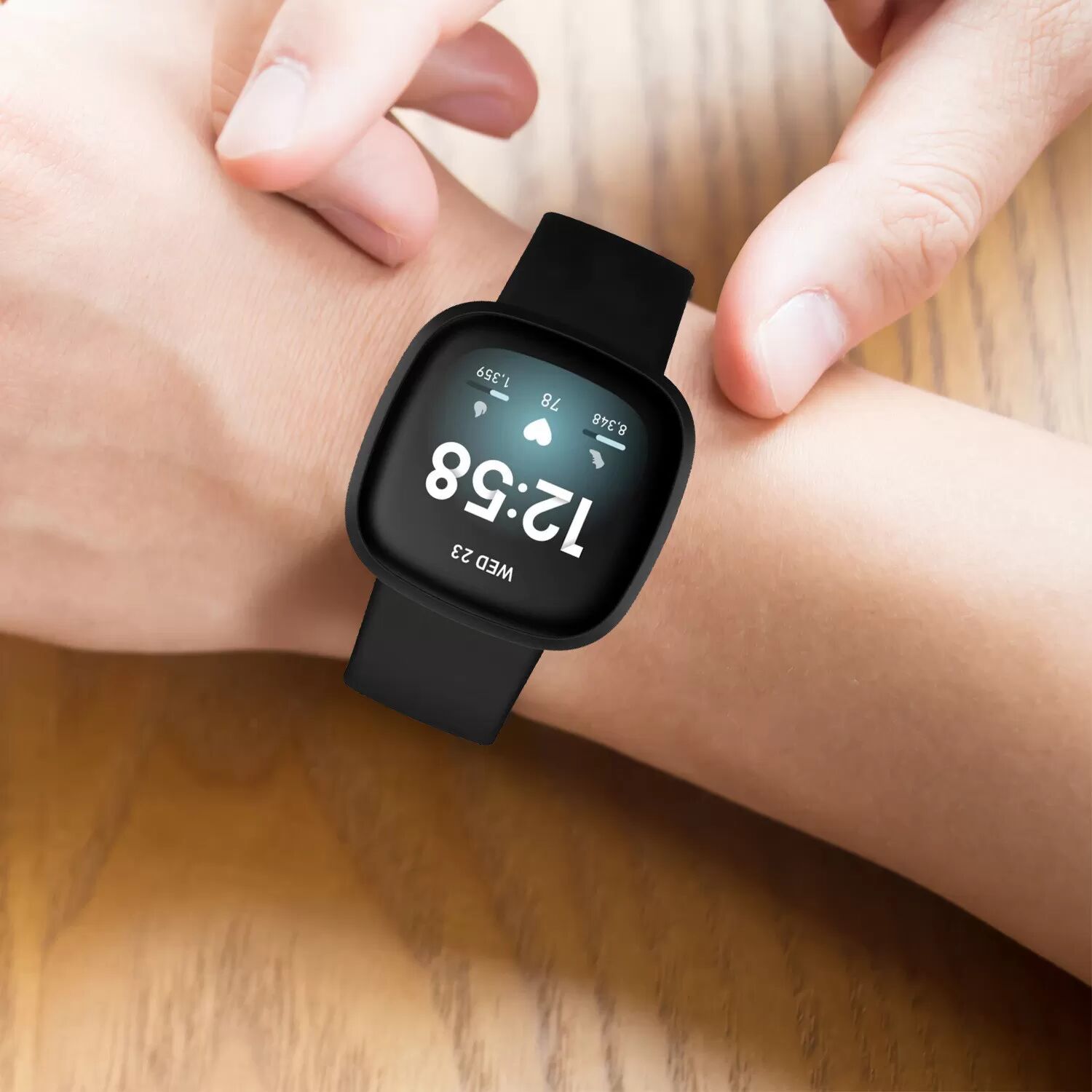 INF Bracelet de montre pour Fitbit Versa4/Fitbit Versa3/Fitbit Sense/Fitbit Sense2 S Le noir