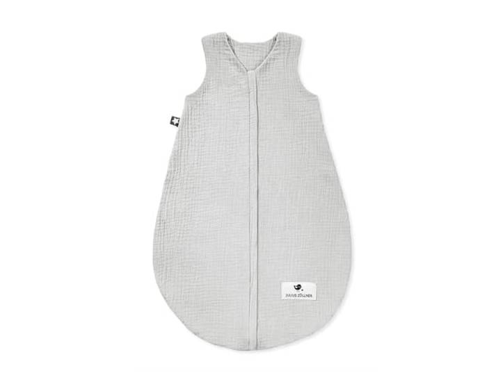 Julius Zöllner Musselin Sommerschlafsack grau, Größe 70 aus weicher Musselin Baumwolle, sicher und schadstoffgepüft, ideal für warme Sommernächte