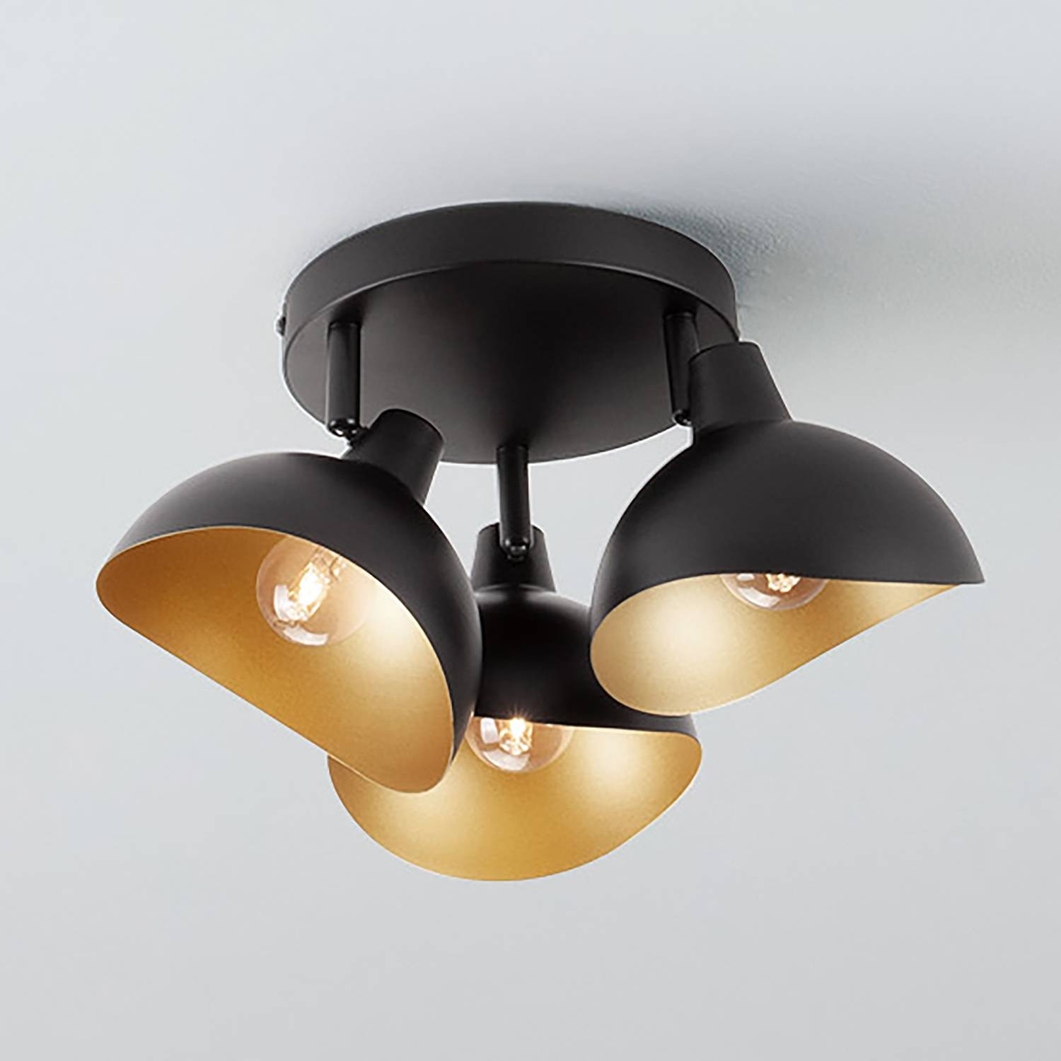 Lyora Plafondlamp Geti S zwart met gouden binnenkant