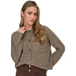 ONLY Damen Strickjacke - ONLPIEMONTE CARDIGAN, einfarbig Hellbraun / L