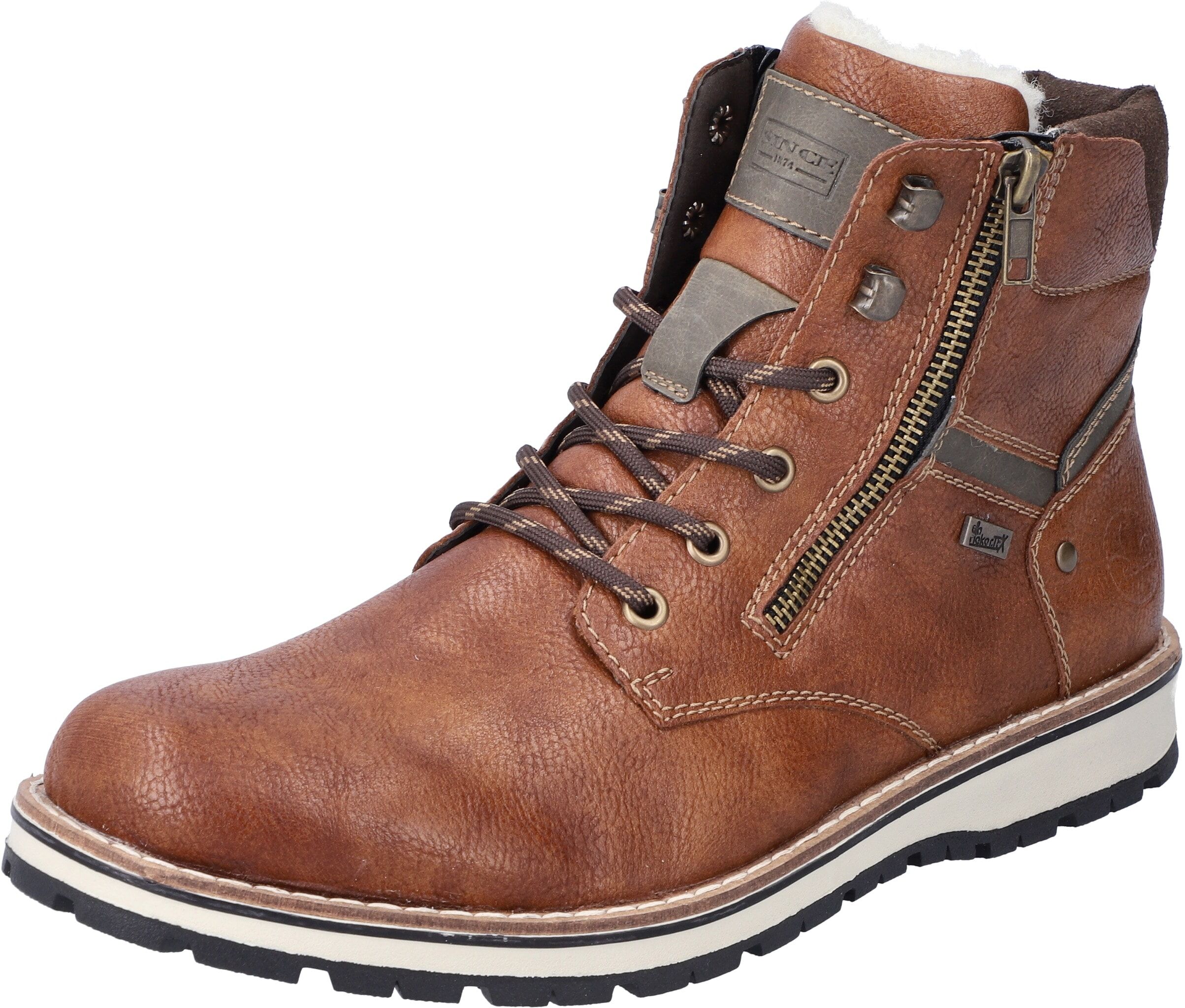 Winterboots RIEKER, Herren, Gr. 40, Schurwolle, braun, Nubuklederimitat, Schuhe Winterboots, mit komfortabler Rieker TEX-Ausstattung, Freizeitschuh, Schnürschuh