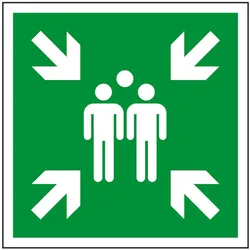 Rettungsschild als Symbol Sammelstelle nach ISO 7010