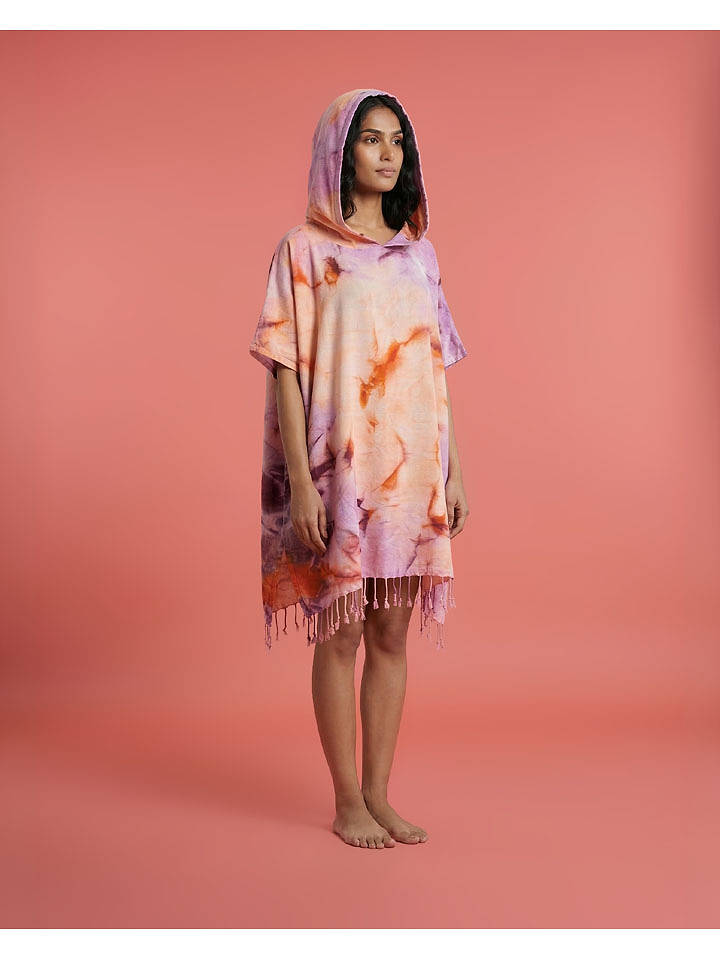 Poncho "Towel To Go - Tie Dye" in Lila/ Orange - (L)180 x (B)100 cm - onesize