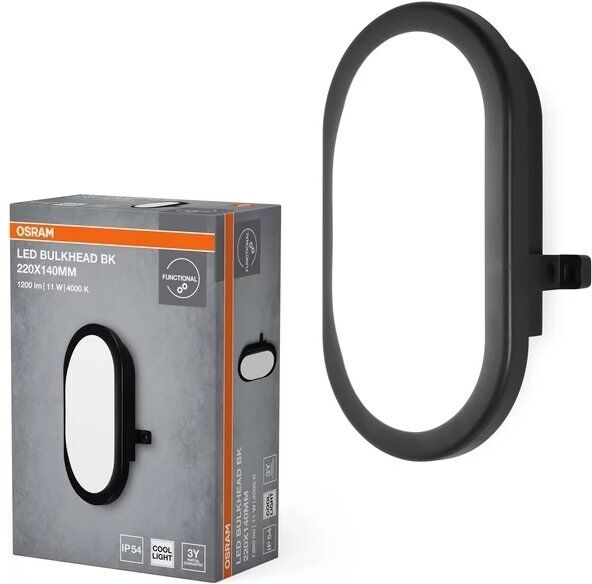 Osram Led-Væglampe, Sort - 11w, 4000k